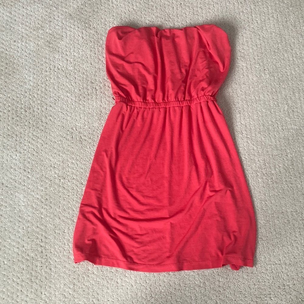 Strapless dress - coral/pink